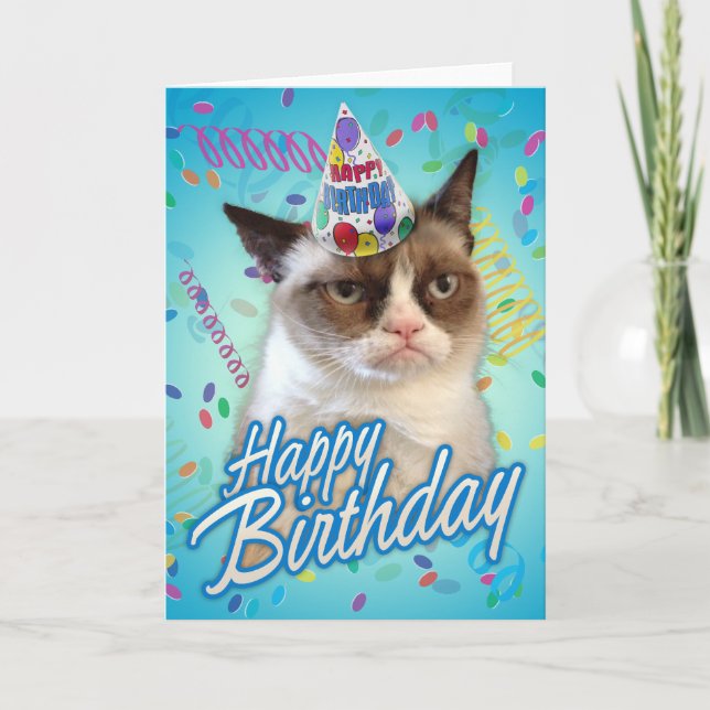 Grattis på födelsedagen Grumpy Cat Kort (Framsida)