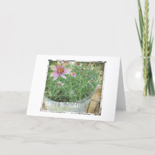 Grattis på födelsedagen Grunge Flowers Kort
