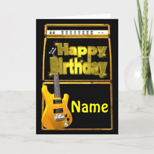 Grattis på födelsedagen Guitars med tillägg namn Kort