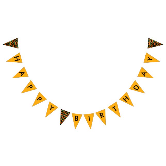 Grattis på födelsedagen Gul Grön Röd Svart Kente T Vimplar (Alla)