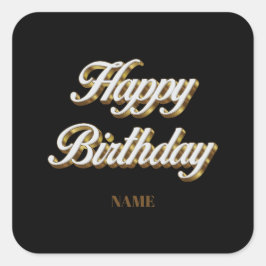 Grattis på födelsedagen Guld Elegant Typography Gi Fyrkantigt Klistermärke