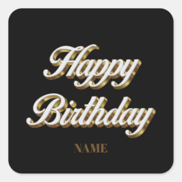 Grattis på födelsedagen Guld Elegant Typography Gi Fyrkantigt Klistermärke