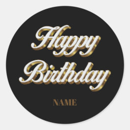 Grattis på födelsedagen Guld Elegant Typography Gi Runt Klistermärke
