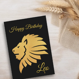 Grattis på födelsedagen Guld Leo Zodiak Horoskop S Kort