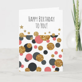 Grattis på födelsedagen Guld Polka dots Kort