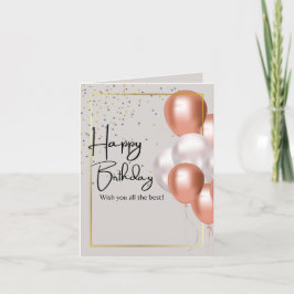 Grattis på födelsedagen Guld Ram Stjärnor Ballonge Tack Kort