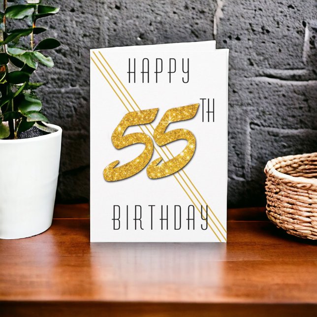 Grattis på födelsedagen Guldglitter 55 år gammal Kort (Skapare uppladdad)