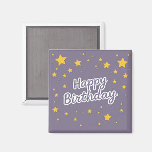 Grattis på födelsedagen Guldstjärnor på Blått Magnet