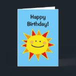 Grattis på födelsedagen (gullig sol) kort<br><div class="desc">Grattis på födelsedagenkortet,  bakgrundsfärgen är anpassadet. Du kan personifiera denna design vid tränga "skräddarsy den" knäppas.</div>