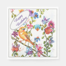 Grattis på födelsedagen Gult Bird Pappersservett