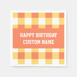 Grattis på födelsedagen gult gingham pappersservett