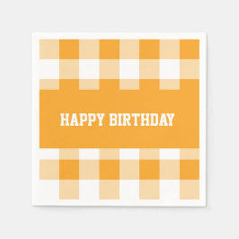 Grattis på födelsedagen Gult Gingham Pappersservett