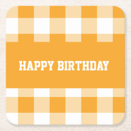 Grattis på födelsedagen gult gingham underlägg papper kvadrat