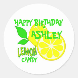 Grattis på födelsedagen Gult Lemon Runt Klistermärke