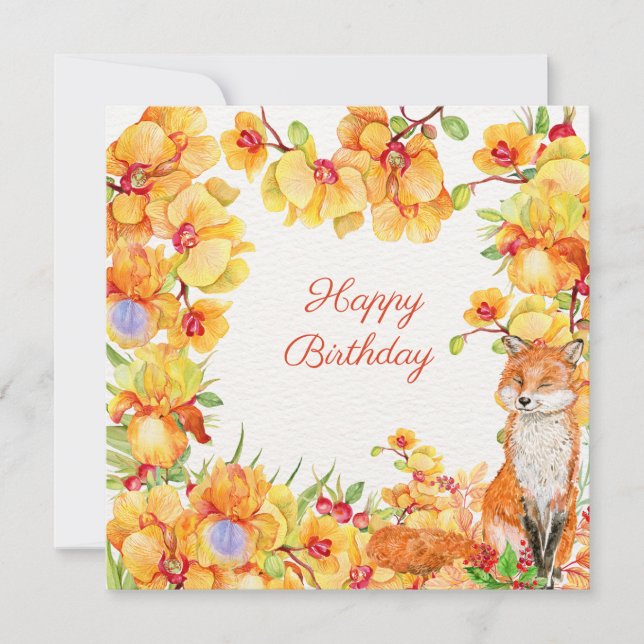 Grattis på födelsedagen Gult Orchid Flowers och Fo (Framsida)