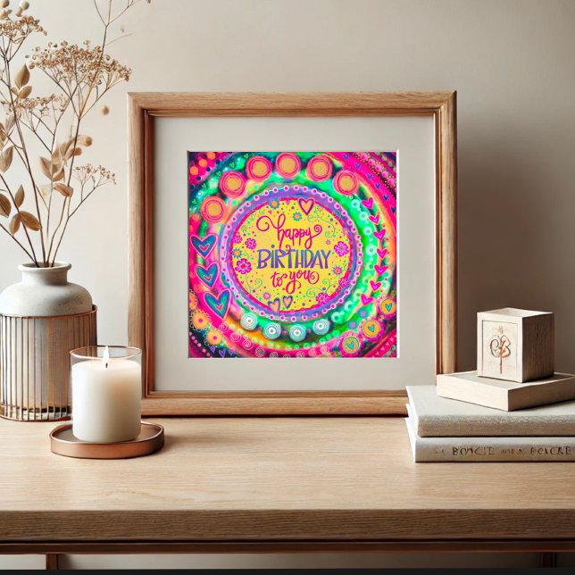 Grattis på födelsedagen Gult Roligt - färgstark sp Poster (Skapare uppladdad)