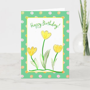 Grattis på födelsedagen Gult Tulip Blommigt Art Kort