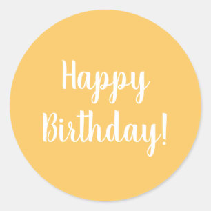 Grattis på födelsedagen Gult White Typography Runt Klistermärke