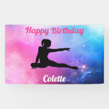 Grattis på födelsedagen Gymnastics Rosa & Blue Ban