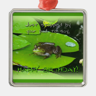 Grattis på födelsedagen Hälsning - Bullfrog på Lil Julgransprydnad Metall