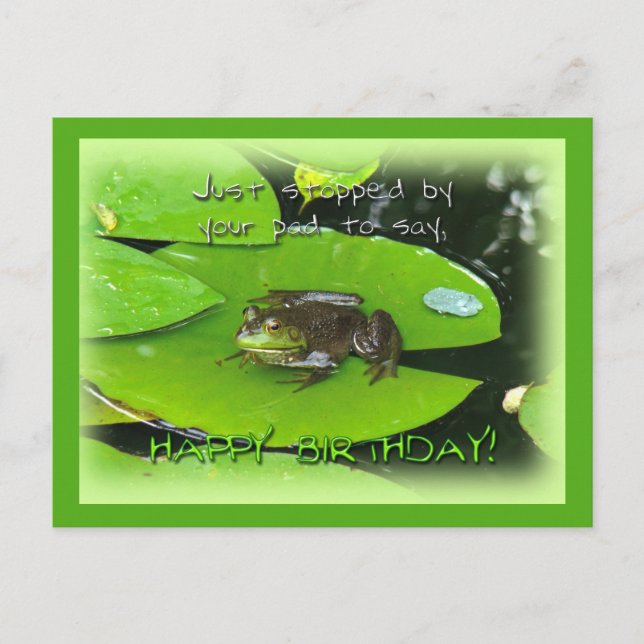 Grattis på födelsedagen Hälsning - Bullfrog på Lil Vykort (Framsida)
