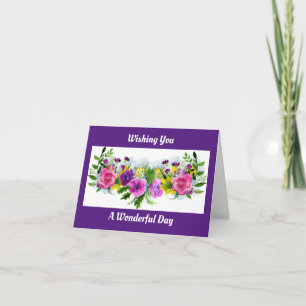Grattis på födelsedagen-hälsningskort för blommigt kort