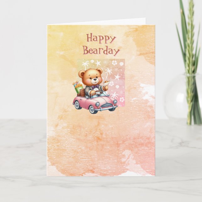 Grattis på födelsedagen-hälsningskort för nalle tack kort (Framsida)