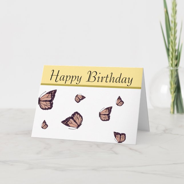 Grattis på födelsedagen handritat monarch Butterfl Kort (Framsida)