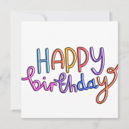 grattis på födelsedagen handskriven regnbågdesign julkort