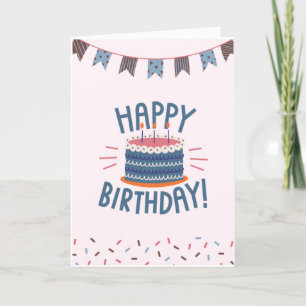 Grattis på födelsedagen Handsome Cake Bunting Blue Kort