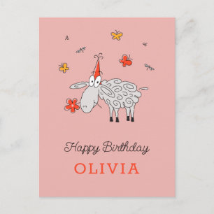 Grattis på födelsedagen Hat Cute Tecknad Flower Vykort