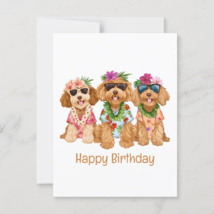Grattis på födelsedagen Hawaian Goldendoodle Hunda Vykort