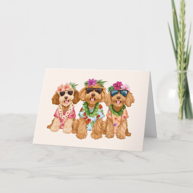 Grattis på födelsedagen Hawaiian Goldendoodle Hund Kort (Framsida)