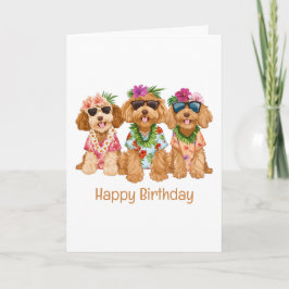 Grattis på födelsedagen Hawaiian Goldendoodle Hund Kort