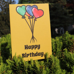 Grattis på födelsedagen Heart Balloons Födelsedags Kort