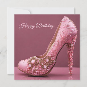 Grattis på födelsedagen High Heel Rosa Mode Shoe Kort
