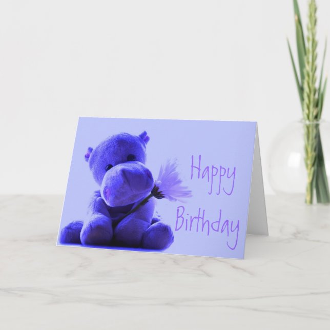 Grattis på födelsedagen Hippo-hälsningskort Kort (Framsida)