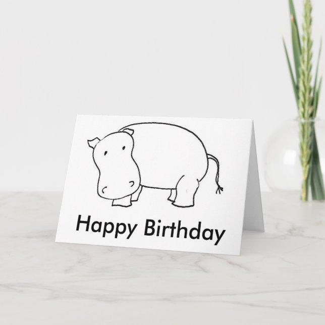 Grattis på födelsedagen Hippo-kort. Kort (Framsida)