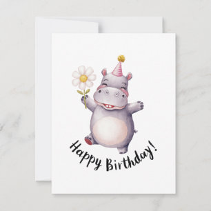 Grattis på födelsedagen Hippo med Daisy och Party Julkort