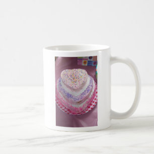 GRATTIS PÅ FÖDELSEDAGEN hjärtformade tårta, mu Kaffemugg