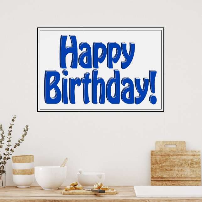 Grattis på födelsedagen HOBO Text - Blå Poster (Kök)