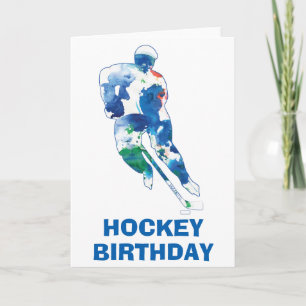 Grattis på födelsedagen Hockey Player Watercolor Kort