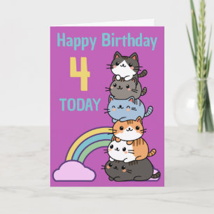 Grattis på födelsedagen hög med katter med ålder kort