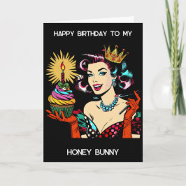 Grattis på födelsedagen honey Bunny | Retro Dam Kort