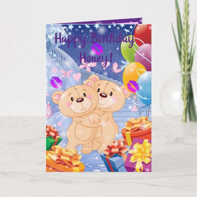 Grattis på födelsedagen, honung kort (Framsida)