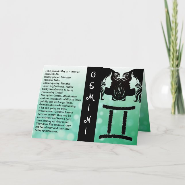 Grattis på födelsedagen Horoscope Sign Gemini Kort (Framsida)