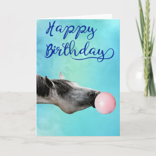 Grattis på födelsedagen horse Blowing Bubble Kort