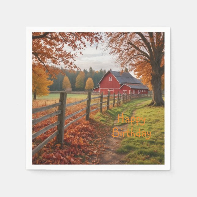 Grattis på födelsedagen Hösten Pappersservett (Framsidan)