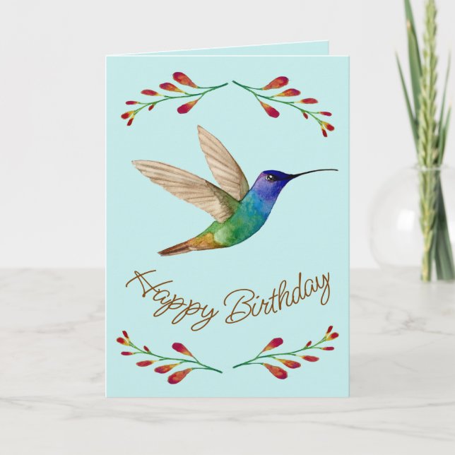 Grattis på födelsedagen Hummingbird Kort (Framsida)