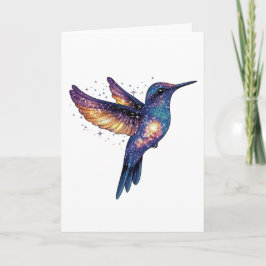 Grattis på födelsedagen Hummingbird med stary Natt Kort